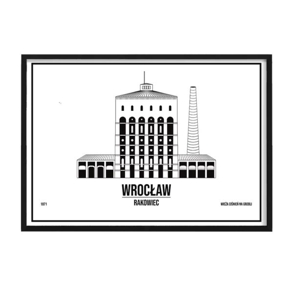 czarno biały Plakat Wrocław Rakowie A3