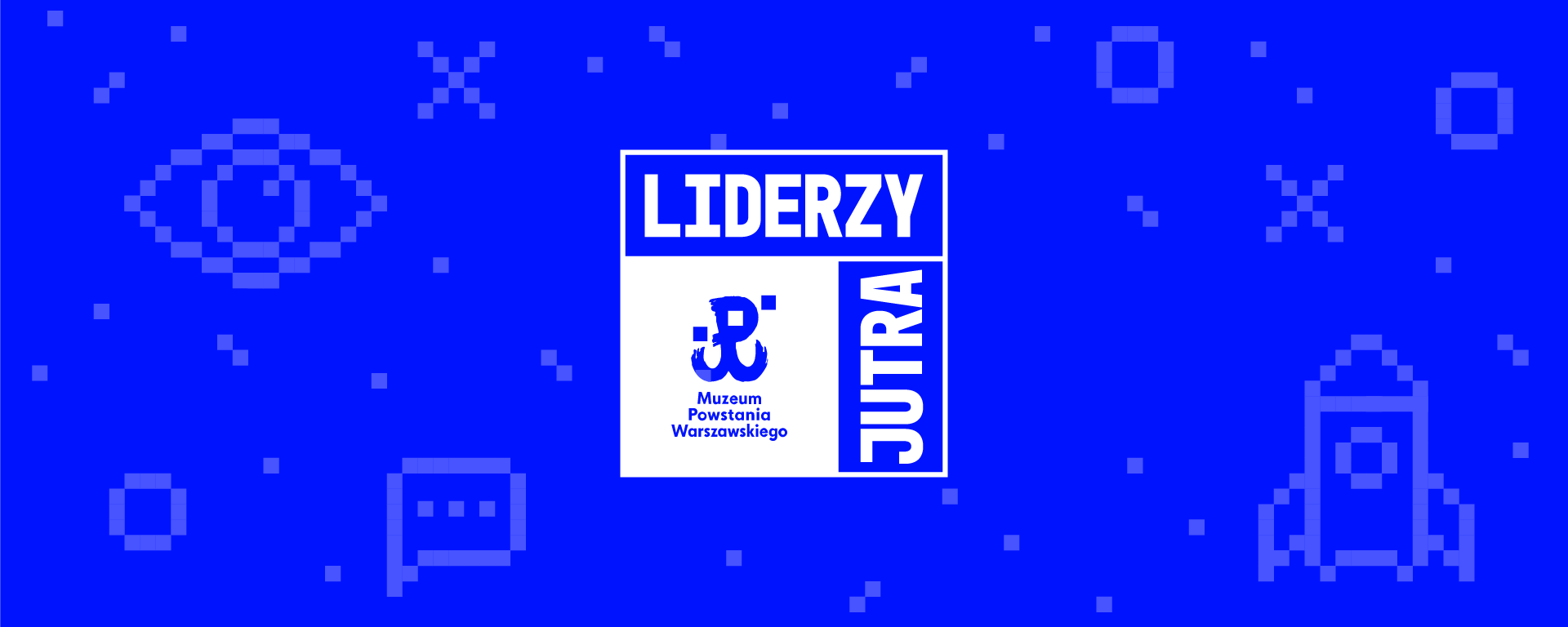 Identyfikacja wizualna wydarzenia Liderzy jutra key visual projektu przedstawiajacy logo i ikony wydarzenia