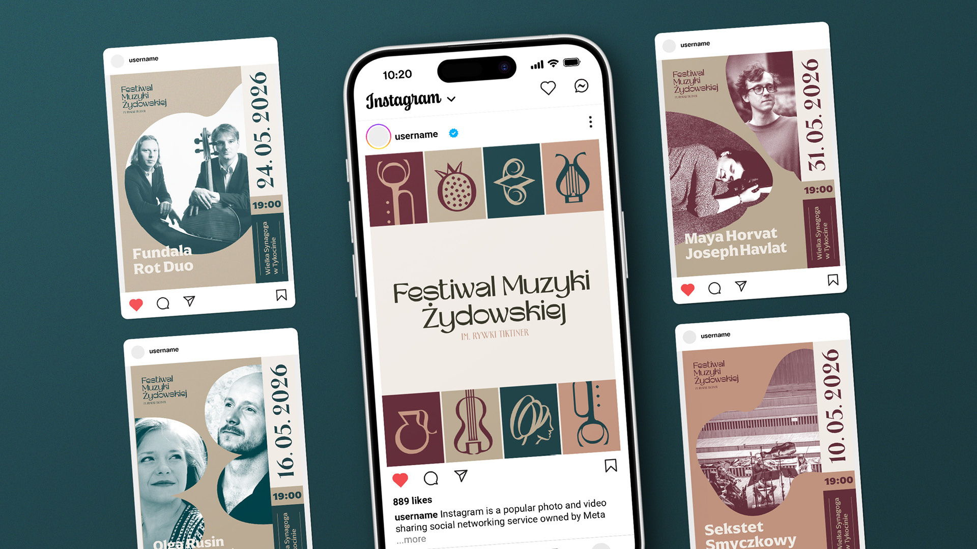 Identyfikacja wizualna festiwalu – banery uliczne Festiwalu Muzyki Żydowskiej im. Rywki Tiktiner, edycja 2026
