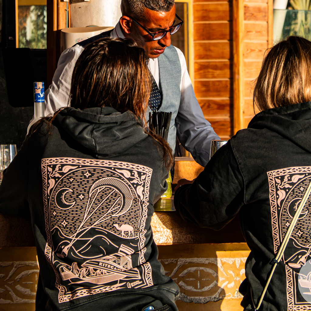 Hoodie graphic for a kitesurfing school trip, Morocco, variant 2