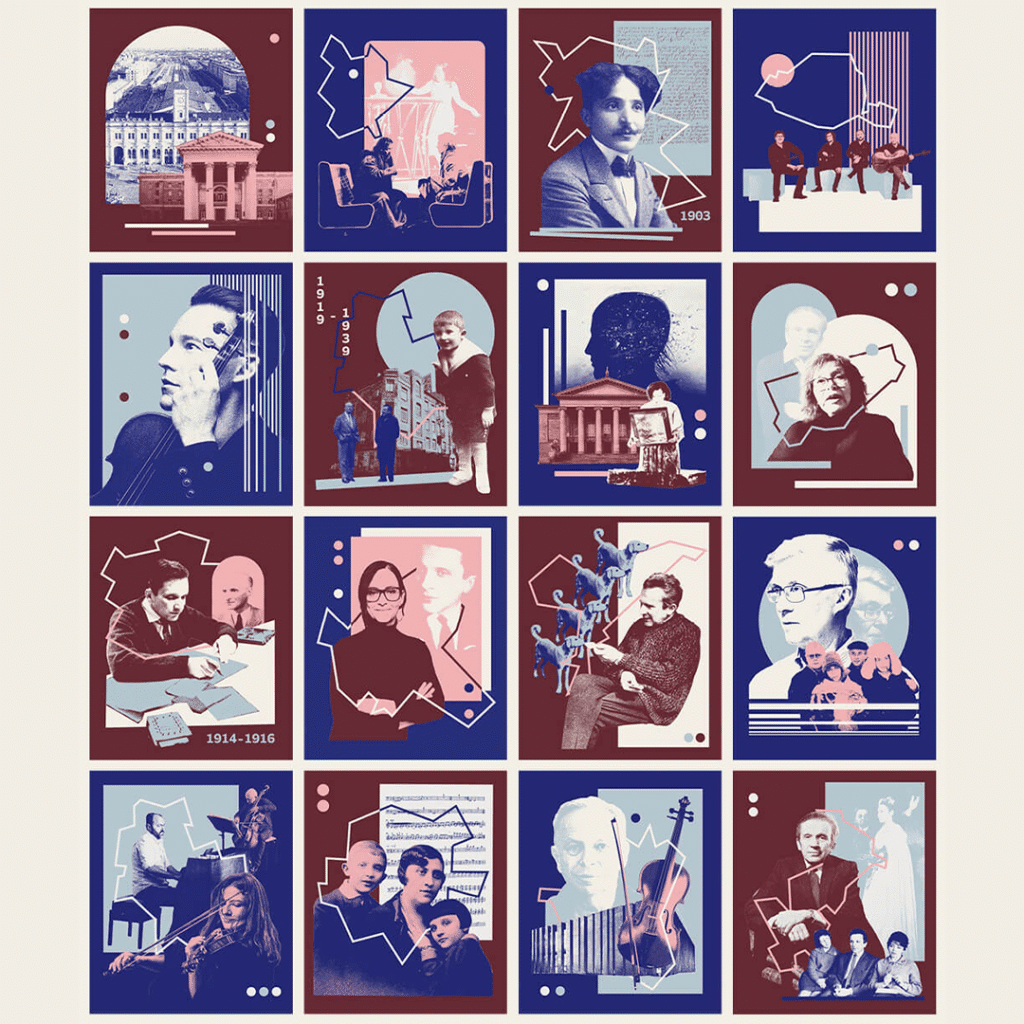 Illustrated collages for a website, variant 1