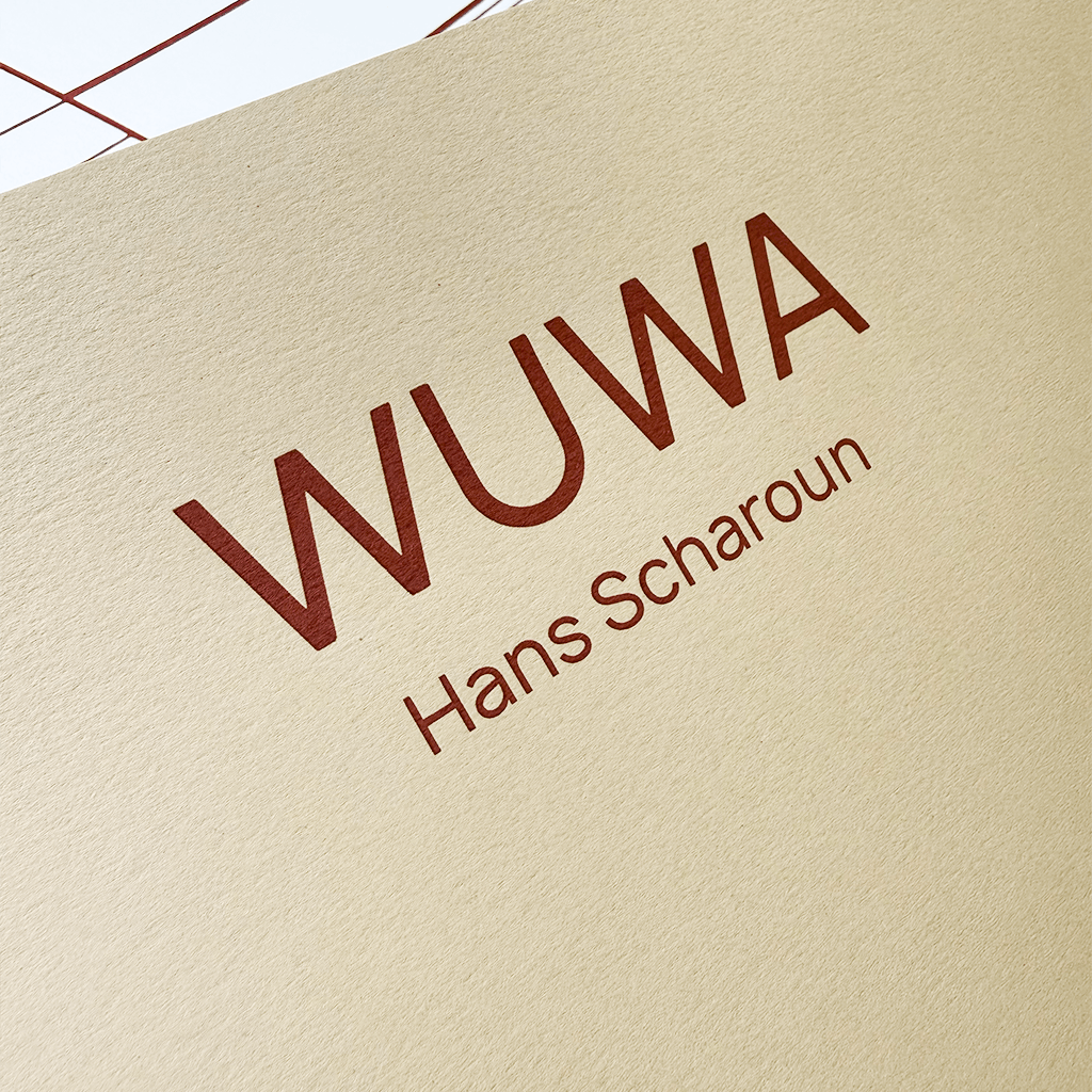 Plakat WUWA Hans Scharoun – detal typografii Detal typografii plakatu architektonicznego WUWA z nazwiskiem architekta Hansa Scharouna